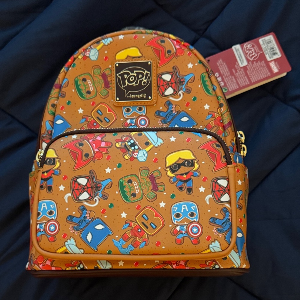 Loungefly Christmas Marvel Hero Adventure Backpack - Brown and Blue